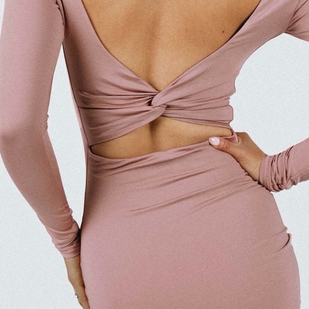 Princess Polly Maroy Long Sleeve Mini Dress Mauve size US 4 body con open back - Picture 2 of 9